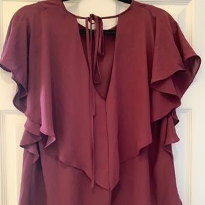 Loft top. Great back with V and ruffles.